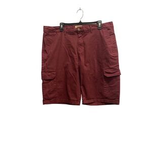Hudson & Barrow Mens Cargo Shorts Size 40 Burgundy Maroon Flat Front Utility